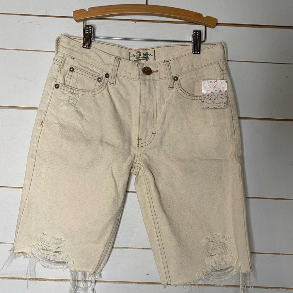 We The Free Beige Denim Shorts